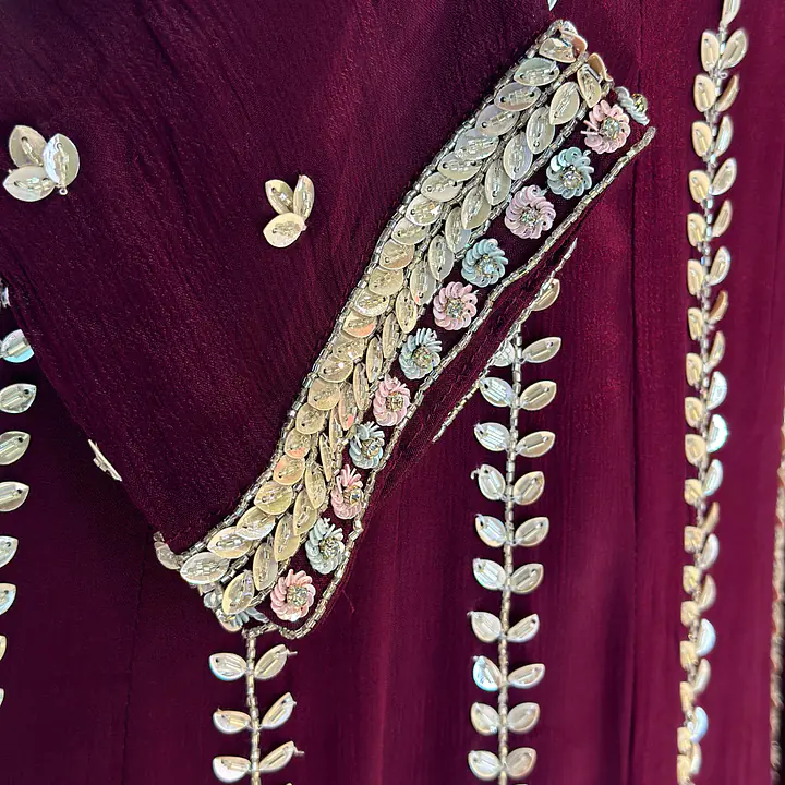 PURE CHINON HEAVY HANDWORK ANARKALI SUIT - 42