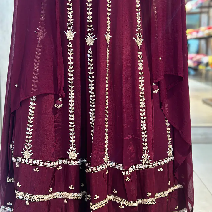 PURE CHINON HEAVY HANDWORK ANARKALI SUIT