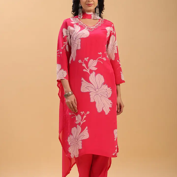 PURE MUSLIN THREE PIECE SUIT SET - 38