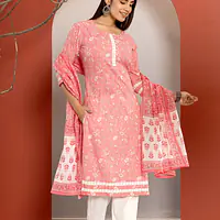 PURE COTTON STRAIGHT SUIT SET - 38