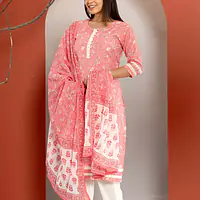 PURE COTTON STRAIGHT SUIT SET - 40