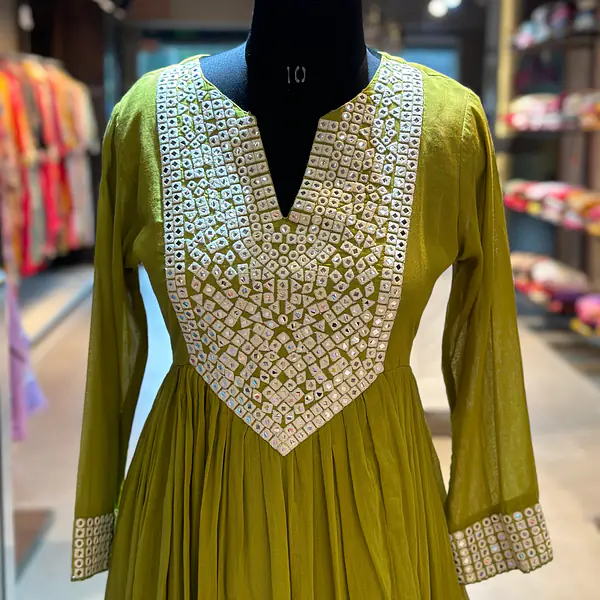 PURE MULMUL THREE PIECE ANARKALI SET - 42