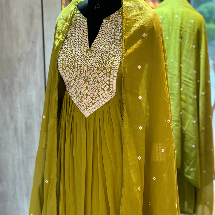 PURE MULMUL THREE PIECE ANARKALI SET
