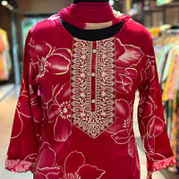 THREE PIECE RAYON STRAIGHT SUIT SET - 38