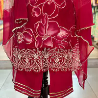 THREE PIECE RAYON STRAIGHT SUIT SET
