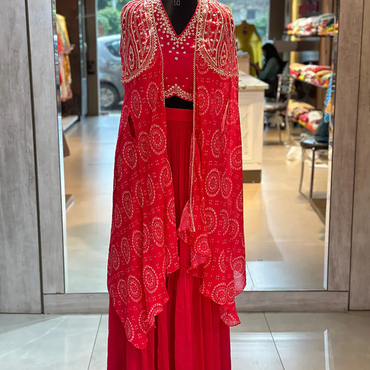 BHANDEJ LEHNGA CAP TOP SET - 42 - Rani