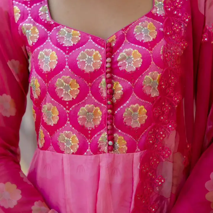 PURE ORGANZA FLORAL ANARKALI - 40