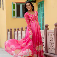 PURE ORGANZA FLORAL ANARKALI - 42