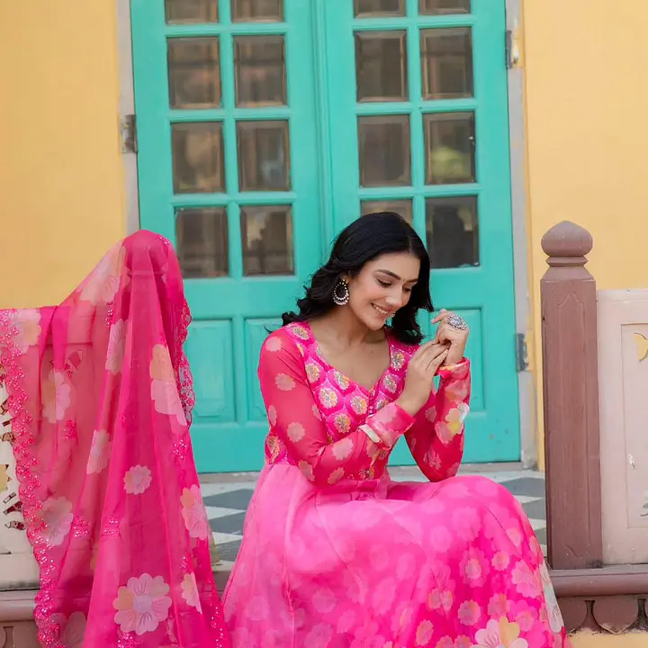 PURE ORGANZA FLORAL ANARKALI - 44