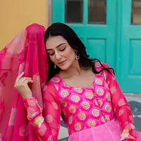 PURE ORGANZA FLORAL ANARKALI
