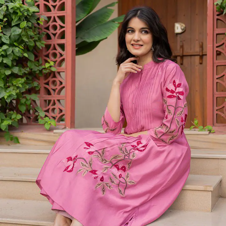 PLAZO IN A LINE ANARKALI - 38 - Onion Colour