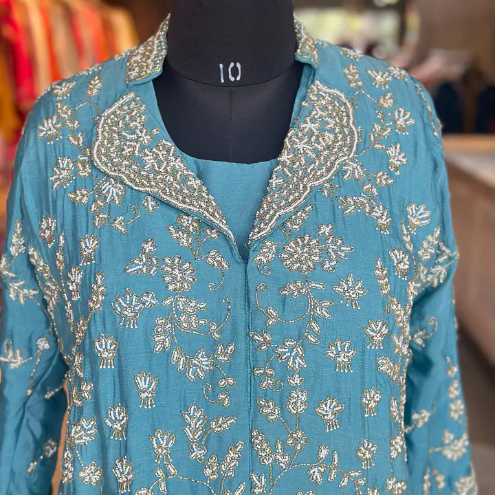 DRAPING WITH JACKET SET - Ocean blue - 40