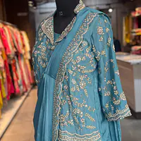 DRAPING WITH JACKET SET - Ocean blue - 42