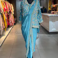 DRAPING WITH JACKET SET - Ocean blue - 44