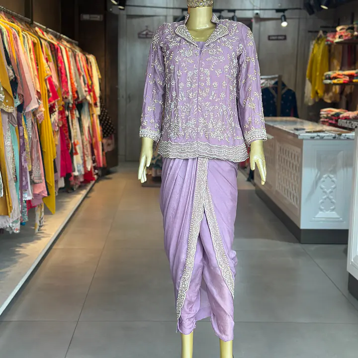 DRAPING WITH JACKET SET - Lavender - 38