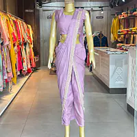DRAPING WITH JACKET SET - Lavender - 44