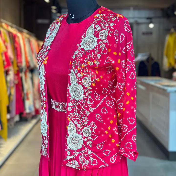 BHANDEJ JACKET INDOWESTERN SET - Rani - 42