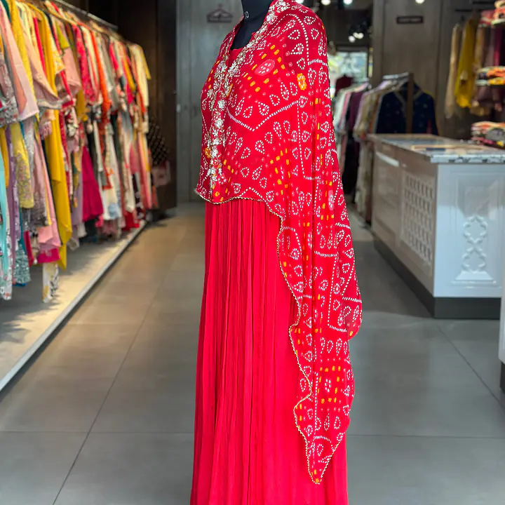 BHANDEJ SKIRT IN KAFTAN SET - 42