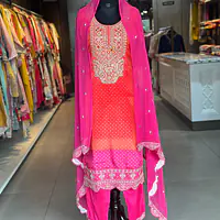 STRAIGHT BHANDEJ SUIT SET - Blue-sky blue - 38