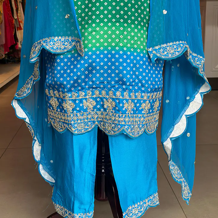 STRAIGHT BHANDEJ SUIT SET - Blue-sky blue - 40