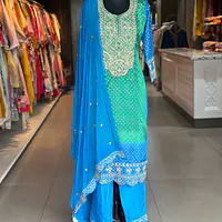 STRAIGHT BHANDEJ SUIT SET - Blue-sky blue - 42