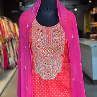 STRAIGHT BHANDEJ SUIT SET - Blue-sky blue - 44