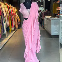 Draping Saree With Heavy Blouse - Mehndi green - 38