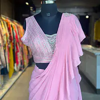 Draping Saree With Heavy Blouse - Baby pink - 38