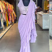 Draping Saree With Heavy Blouse - Lavender - 38