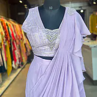Draping Saree With Heavy Blouse - Blue - 38