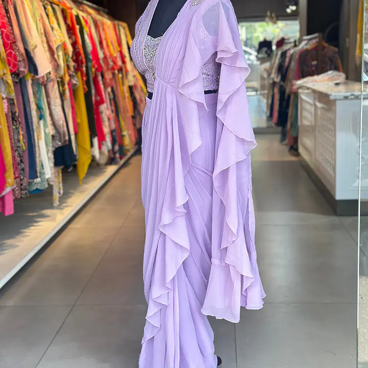 Draping Saree With Heavy Blouse - Baby pink - 40