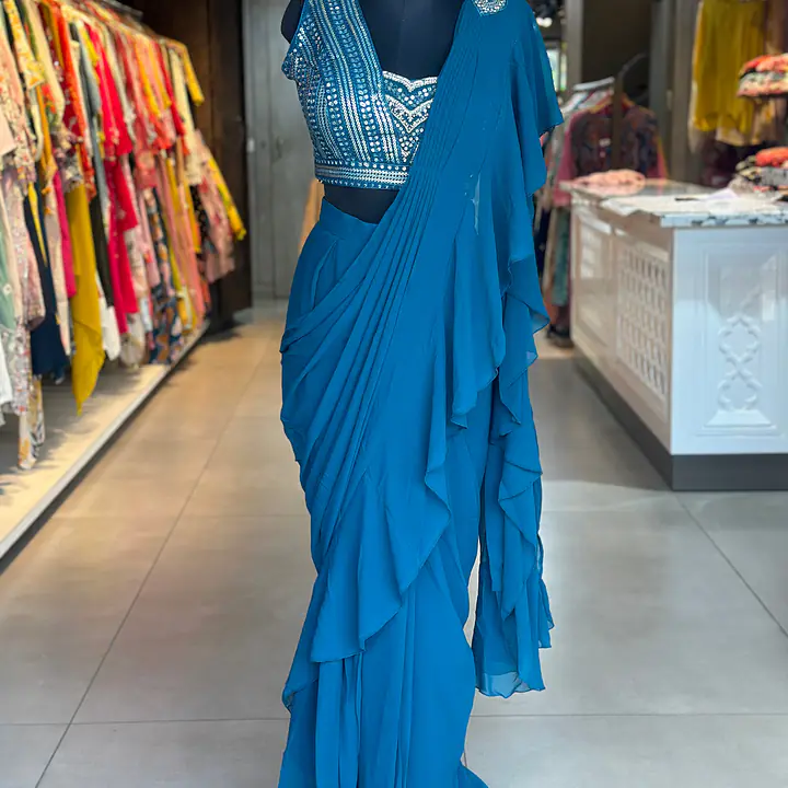 Draping Saree With Heavy Blouse - Lavender - 40