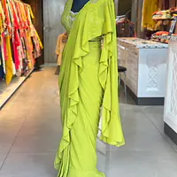 Draping Saree With Heavy Blouse