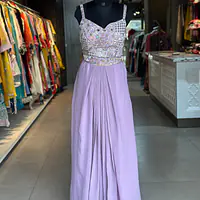 INDO-FUSION WITH SLIT SKIRT - Peach - 38