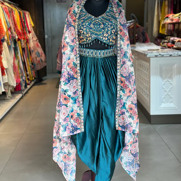 INDO-FUSION WITH DHOTI OR SHURG - Rama green - 38