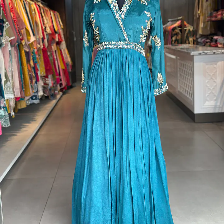 PURE CHINON GOWN IN HANDWORK - 36