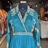PURE CHINON GOWN IN HANDWORK - 38