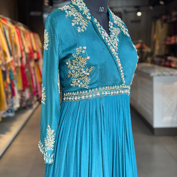 PURE CHINON GOWN IN HANDWORK - 40