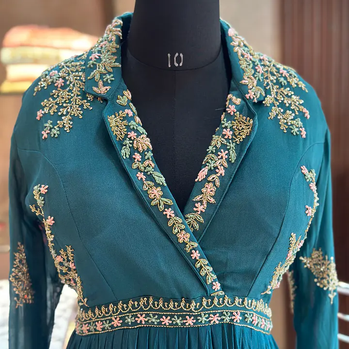 PURE CHINON GOWN IN HANDWORK - 42