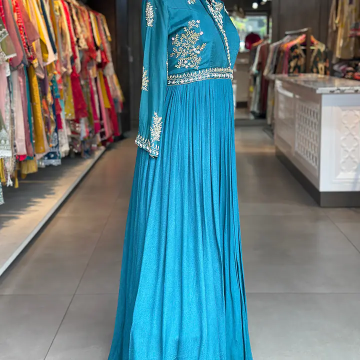 PURE CHINON GOWN IN HANDWORK - 44