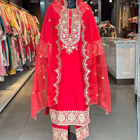 STRAIGHT SUIT SET IN ZARI WORK - 38