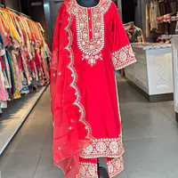 STRAIGHT SUIT SET IN ZARI WORK