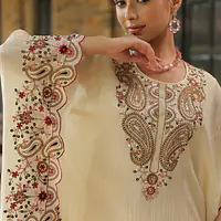 KAFTAN IN HEAVY EMBROIDERY - Lavender - 38