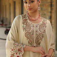 KAFTAN IN HEAVY EMBROIDERY - Lavender - 40