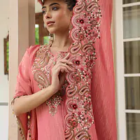 KAFTAN IN HEAVY EMBROIDERY - Lavender - 42