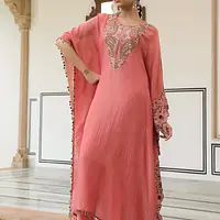 KAFTAN IN HEAVY EMBROIDERY - Lavender - 44