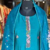 HAND EMBROIDERED STRAIGHT SUIT SET - Mahroon - 38