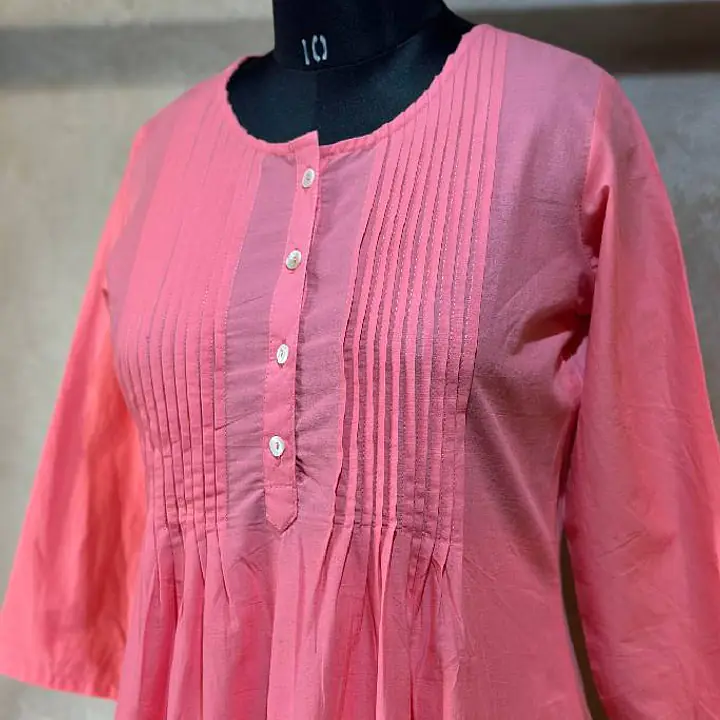 Anarkali Cotton Suit Set - PEACH - 44