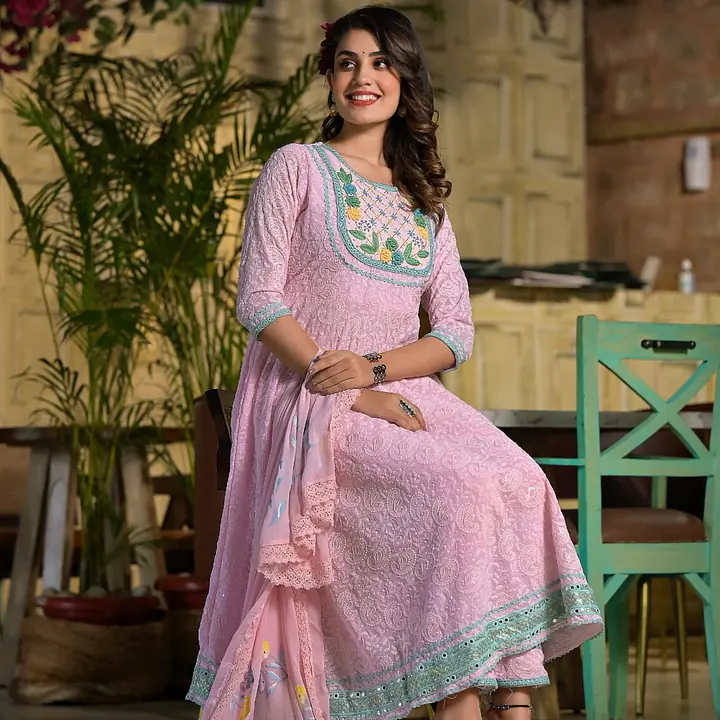 Three Piece Chikan Handwork Suit