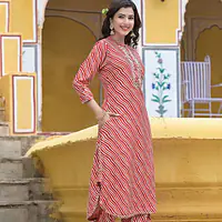 2 Piece Afghani Suit - Red - 40